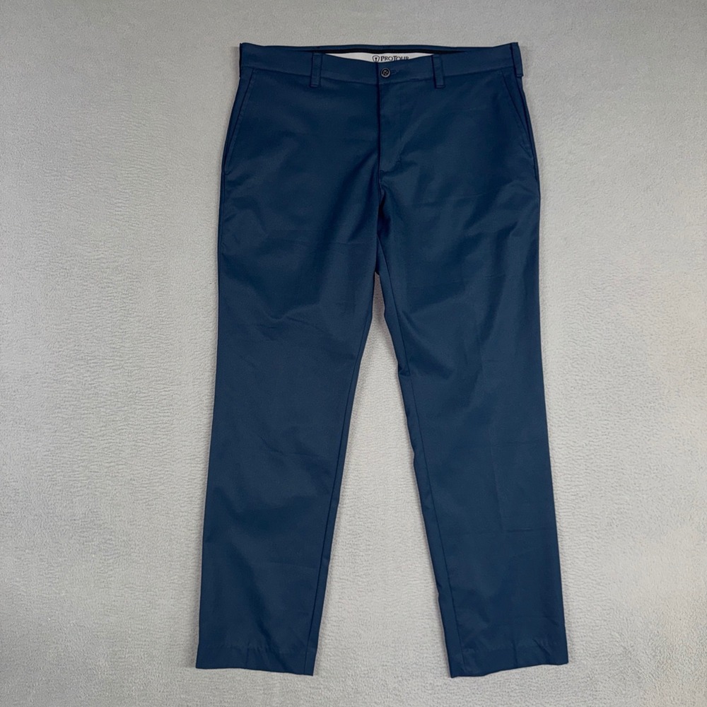 Pro Tour Golf Pants Mens 34x30 Blue Straight Active Performance Flat Front Chino